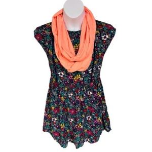 Crazy 8 Multicolor Floral Dress & Coral Infinity Scarf Matching Set Girl Size 7